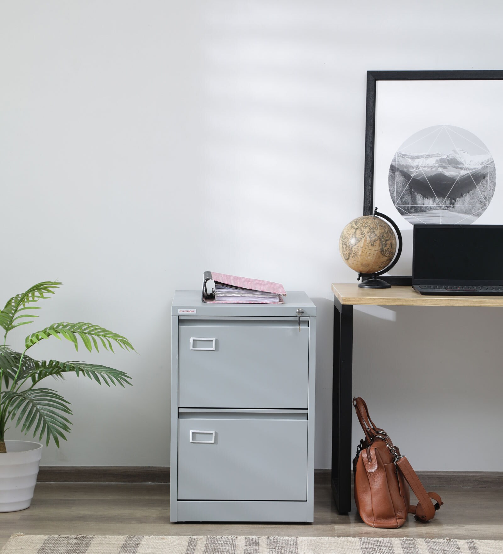 Daisy Metal 2 Drawer Filing Cabinet In Grey Colour