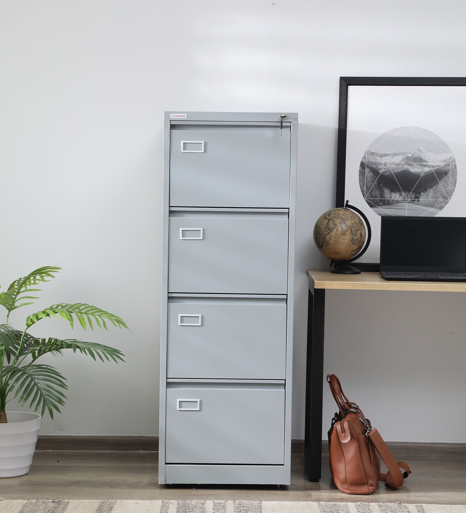 Daisy Metal 4 Drawer Filing Cabinet In Grey Colour