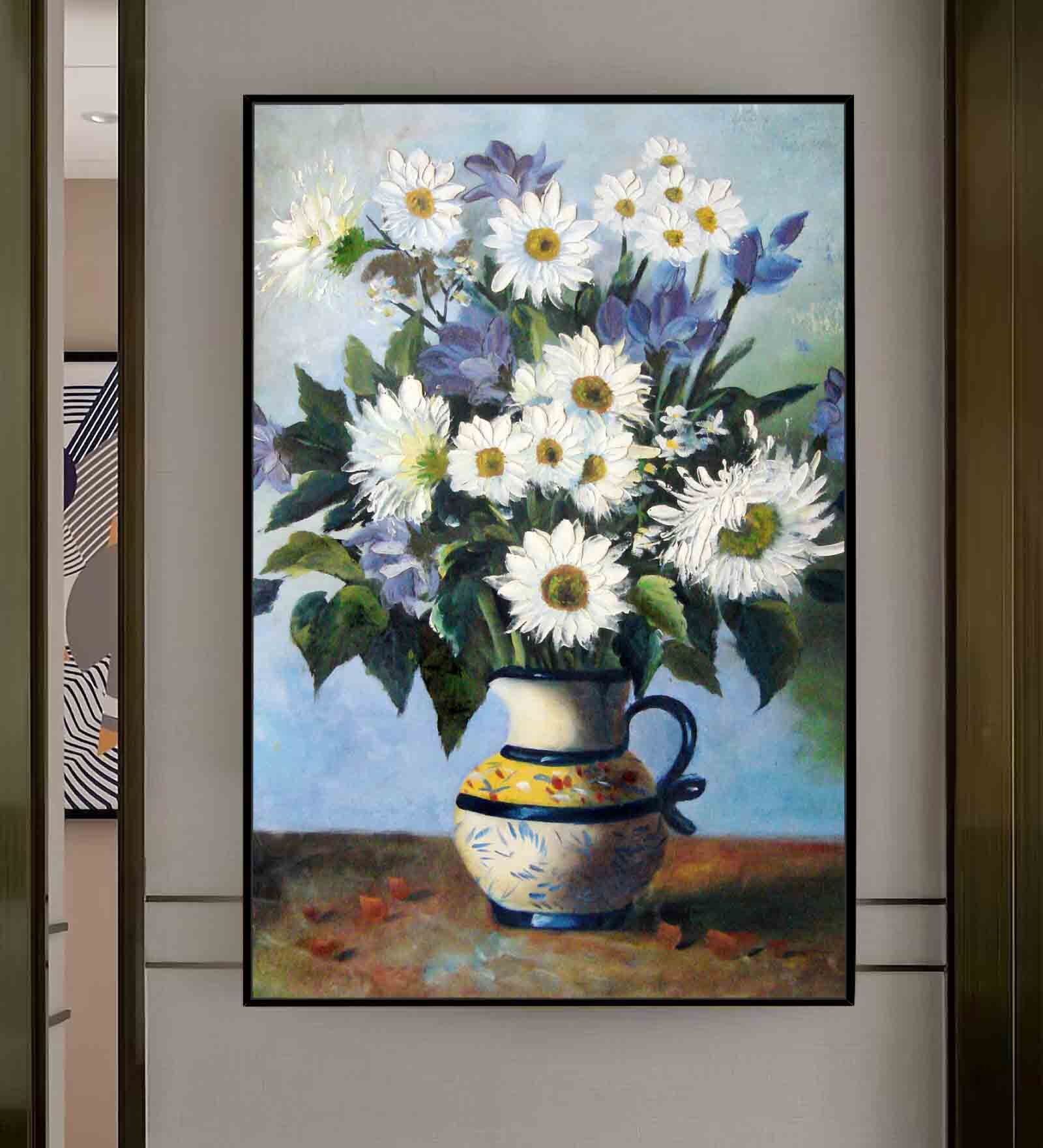 Daisy Multicolour Engineered Wood Framed Canvas Wall Painting