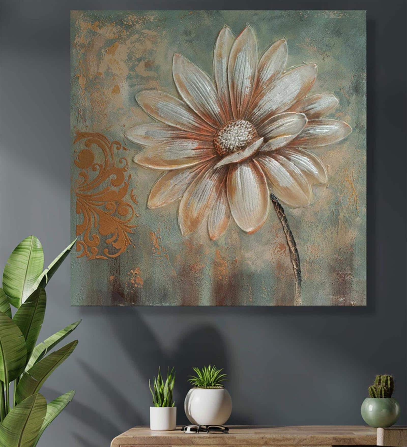 Daisy Multicolour Synthetic Wood Framed Oil Painting