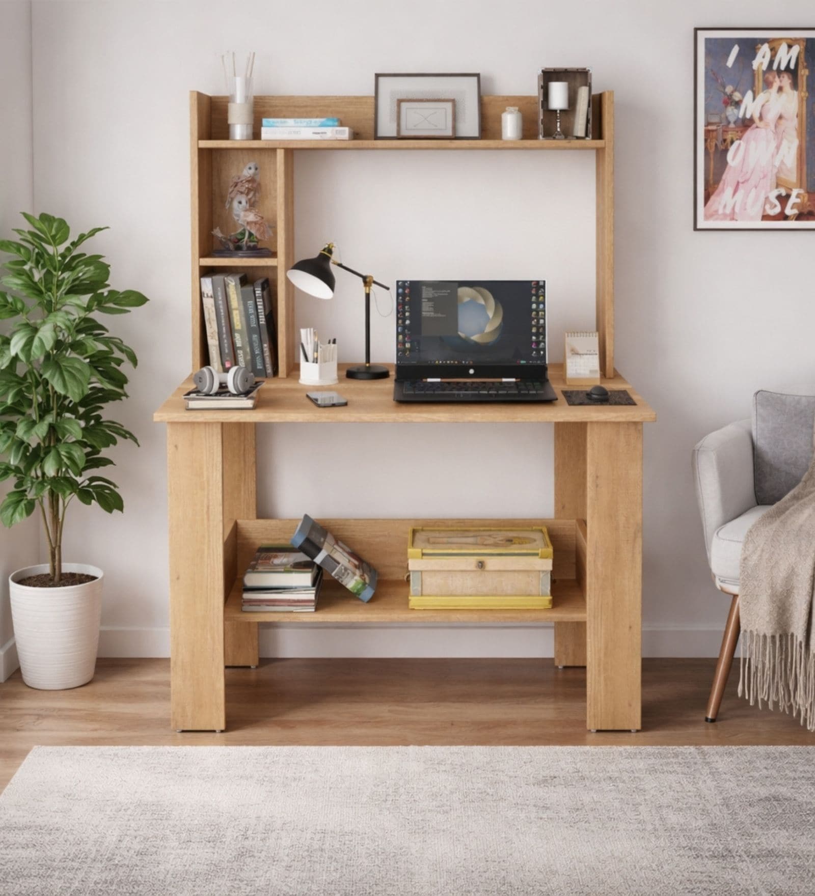 Daisy Study Desk In Canyon Oak Finish