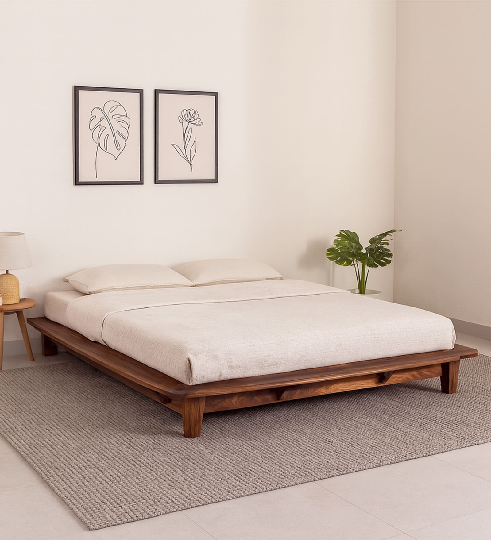 Dakovo Sheesham Wood King Size Platform Bed In Honey Oak Finish Dakovo Sheesham Wood King Size Platform Bed In Honey Oak Finish