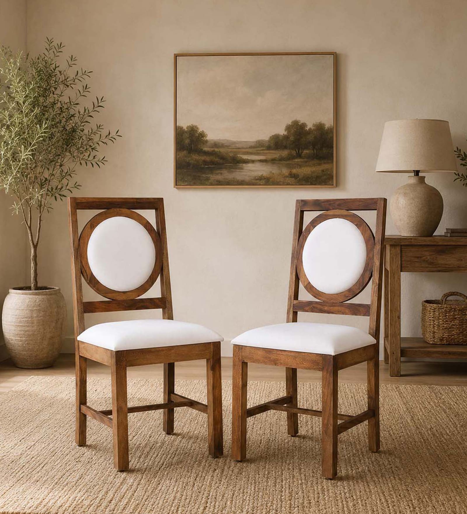 Dalla Sheesham Wood Dining Chair (Set of 2) in Provincial Teak Finish