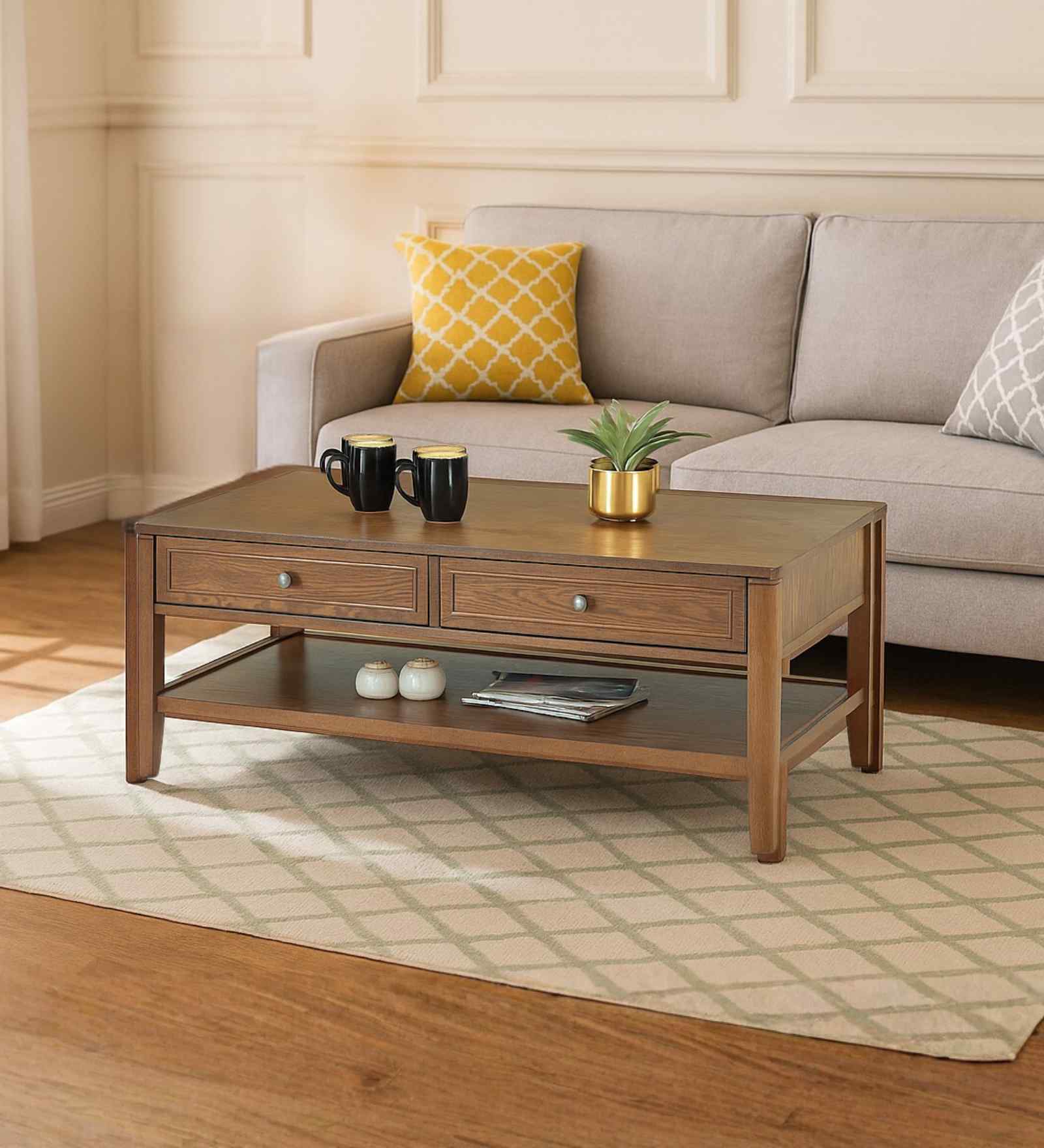Dallas American Wooden Coffee Table In Walnut Finish Dallas American Wooden Coffee Table In Walnut Finish