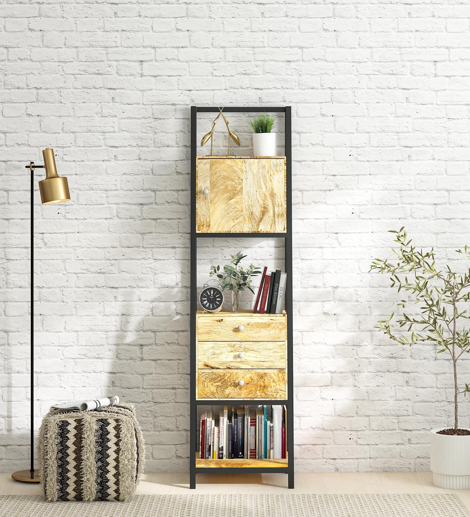 Daltrey Solid Wood Book Shelf In Natural Finish
