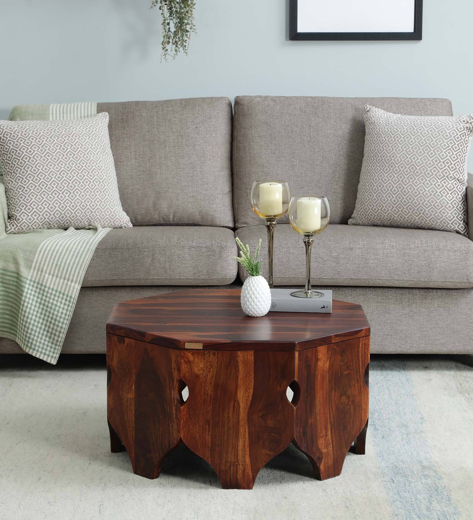 Damayanti Sheesham Wood Coffee Table in Scratch Resistant Honey Oak Finish Damayanti Sheesham Wood Coffee Table in Scratch Resistant Honey Oak Finish