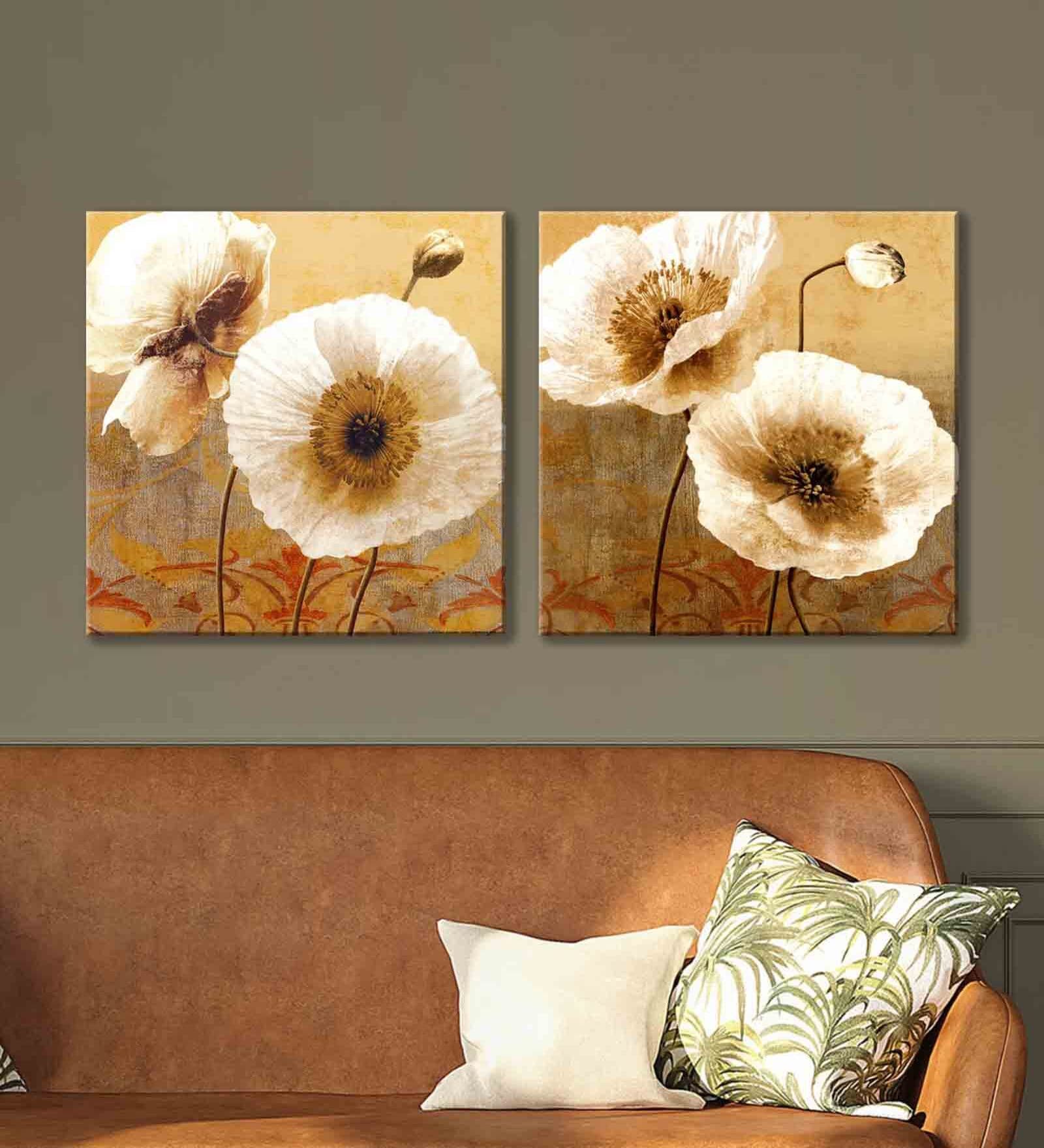 Dandelion Multicolour Synthetic Wood Framed Canvas Art Print