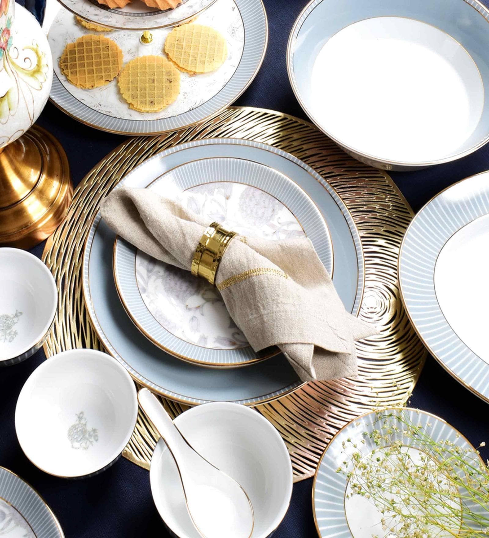 Dankotuwa Grey Iris 33 Pc Dinner Set