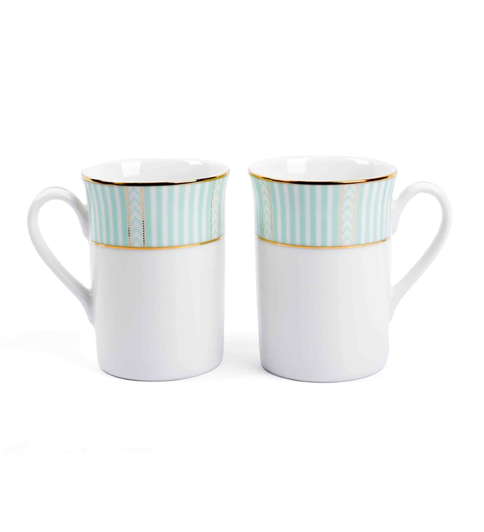 Dankotuwa Stripe Green Classic Coffee Mug Set of 2