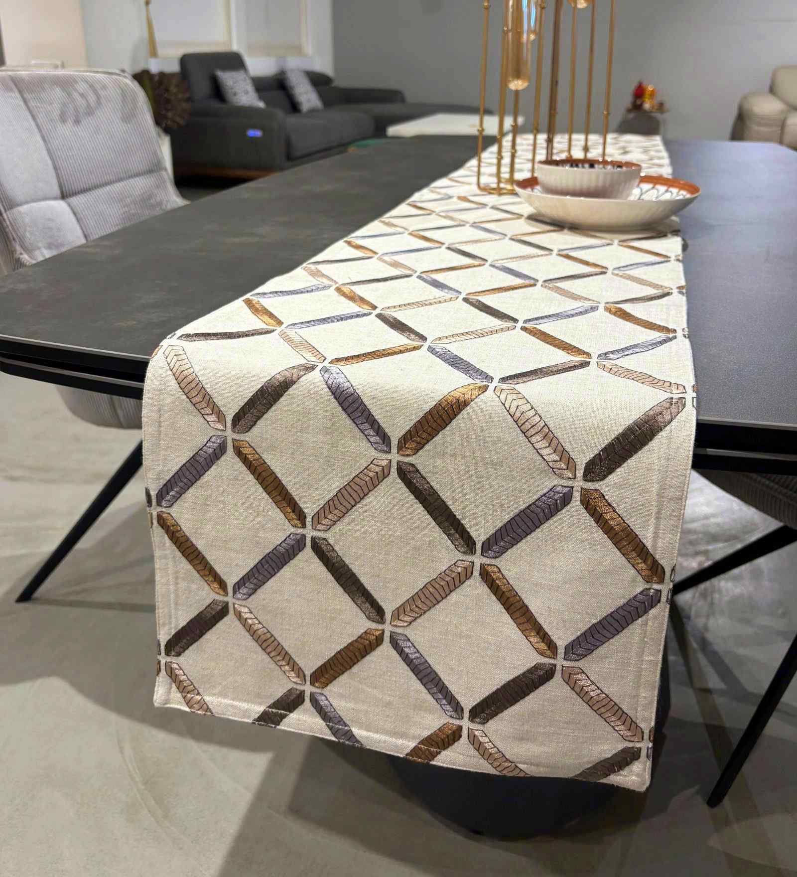 Dantella Beige 100% Cotton 15x72 Inches Table Runner