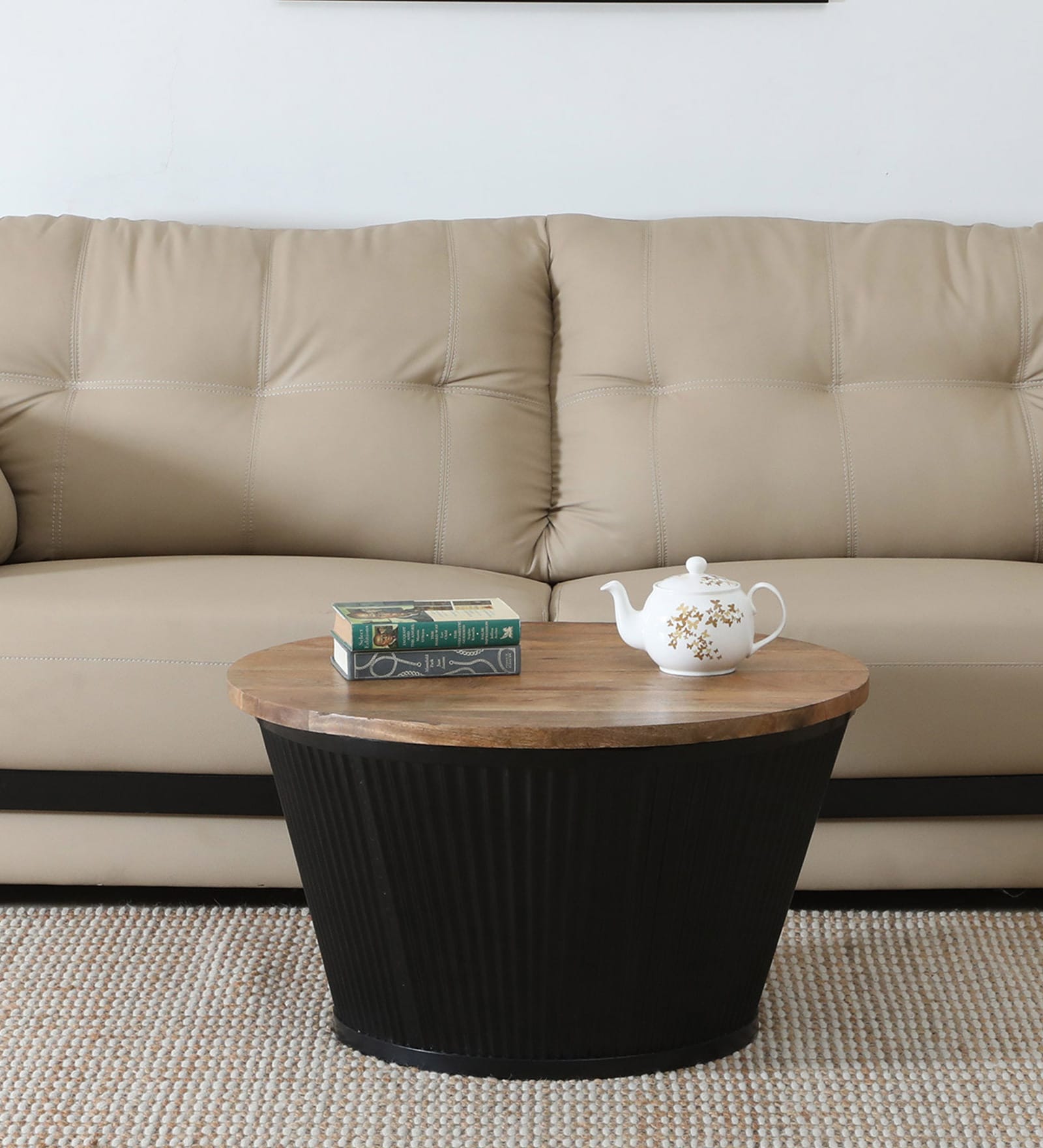 Danzi Metallic Coffee Table In Black And Natural Finish