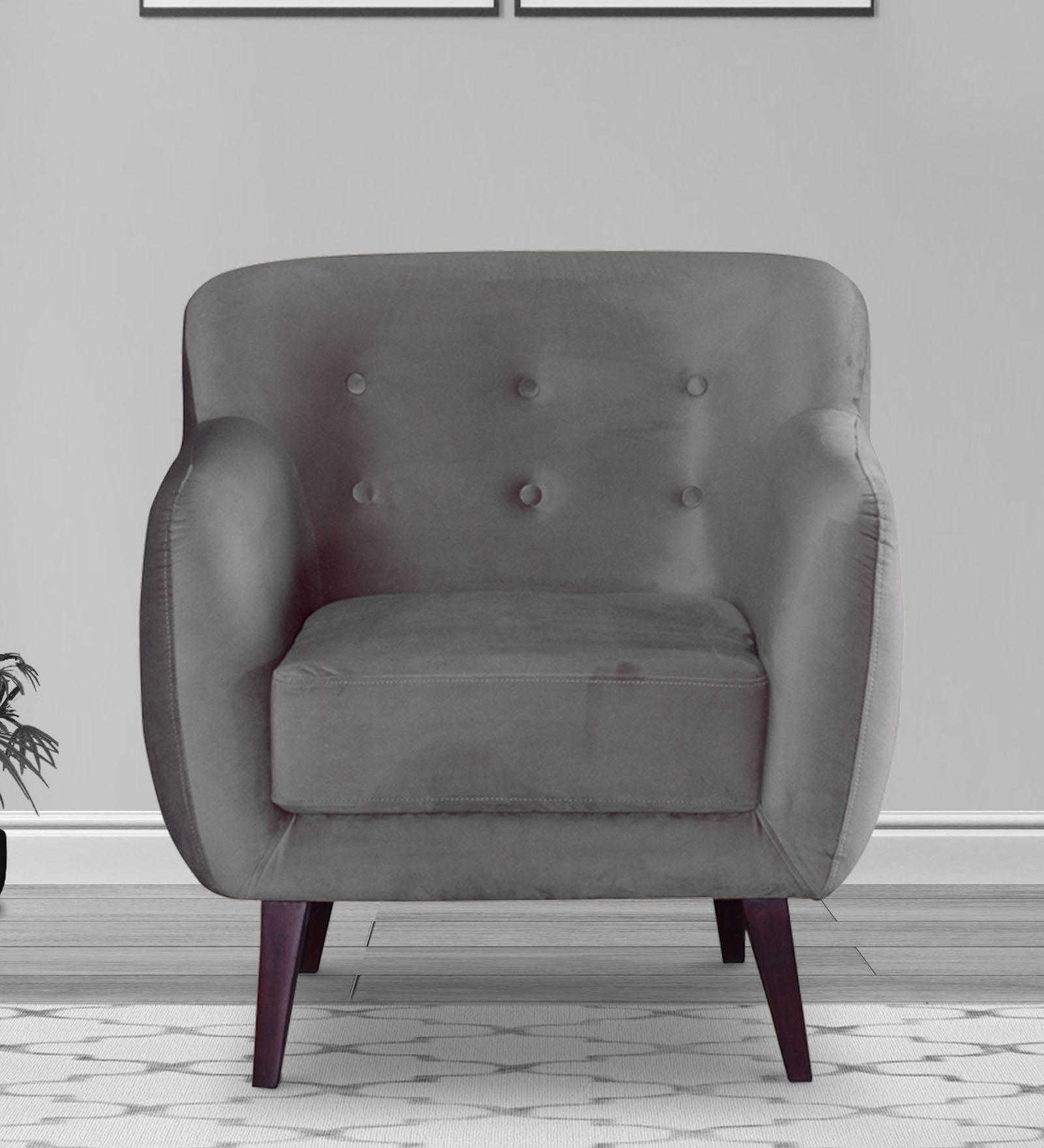 Darcy Fabric 1 Seater Sofa in Soft Grey Colour