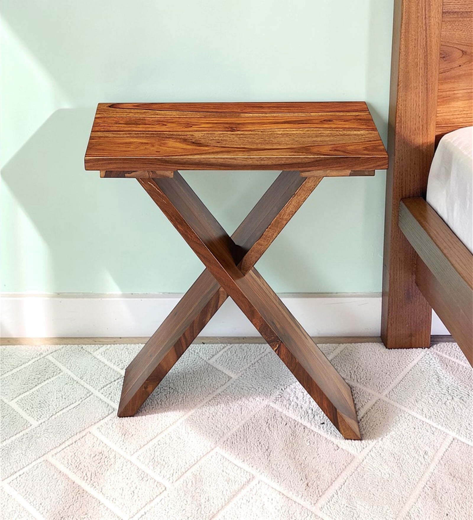 Darcy Contemporary Rectangle Tea Table Side Table In Teak Finish
