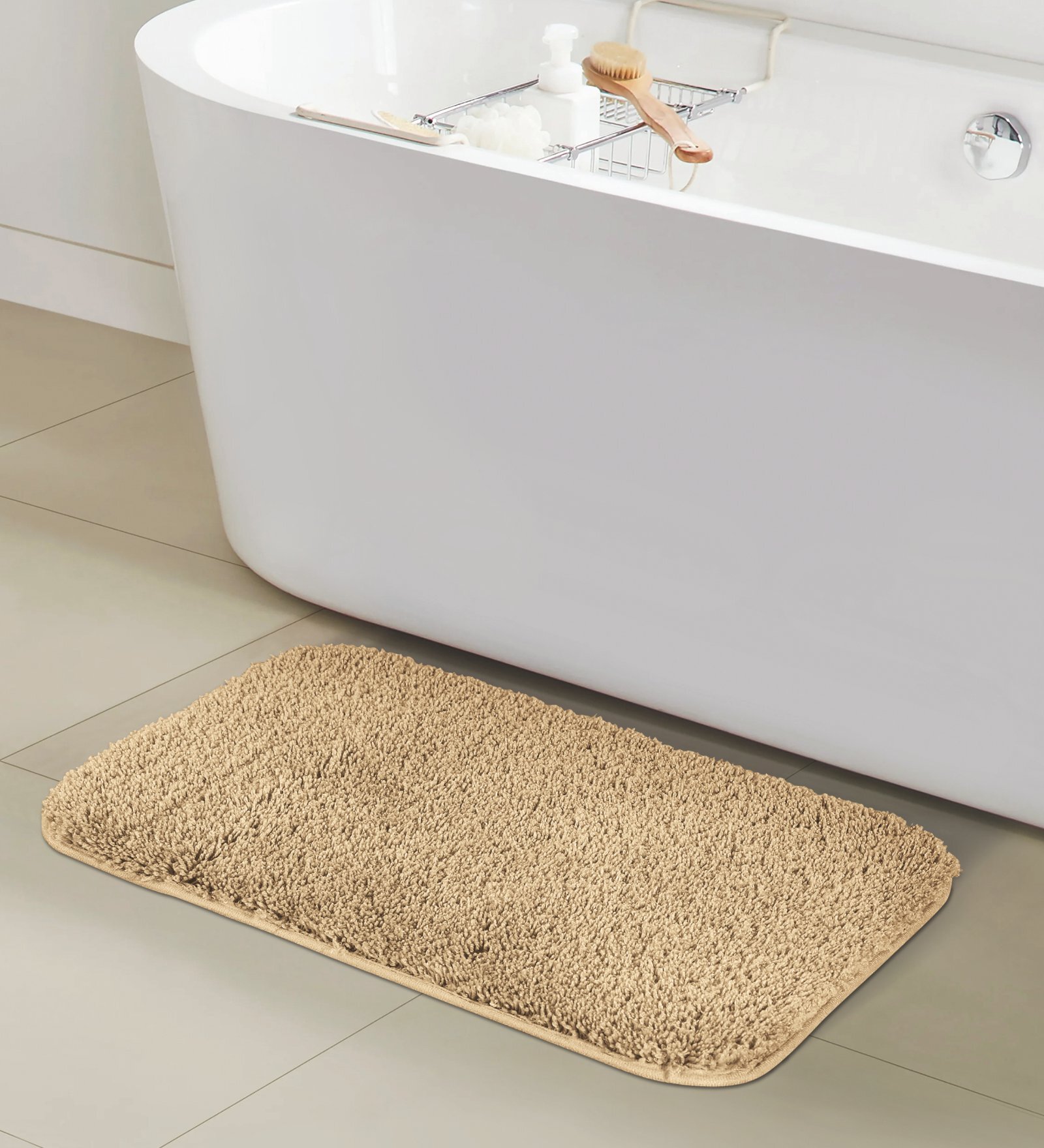 Dark Beige Absorbent and Quick-Dry Polyester Bath Mats 40x60 cm