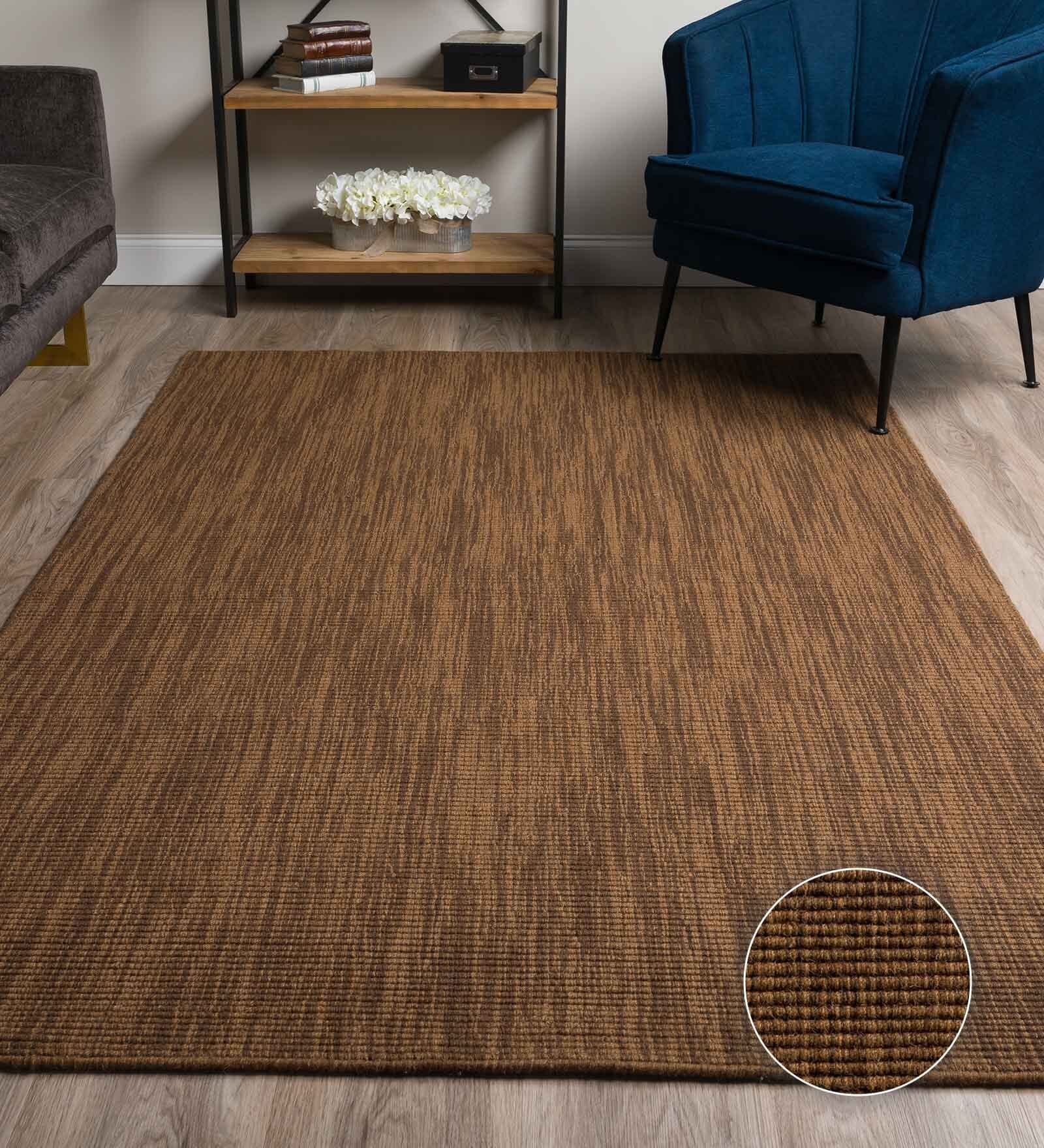 Dark Brown Abstract Wool & Jute 4 x 6 Feet Hand Woven Carpet