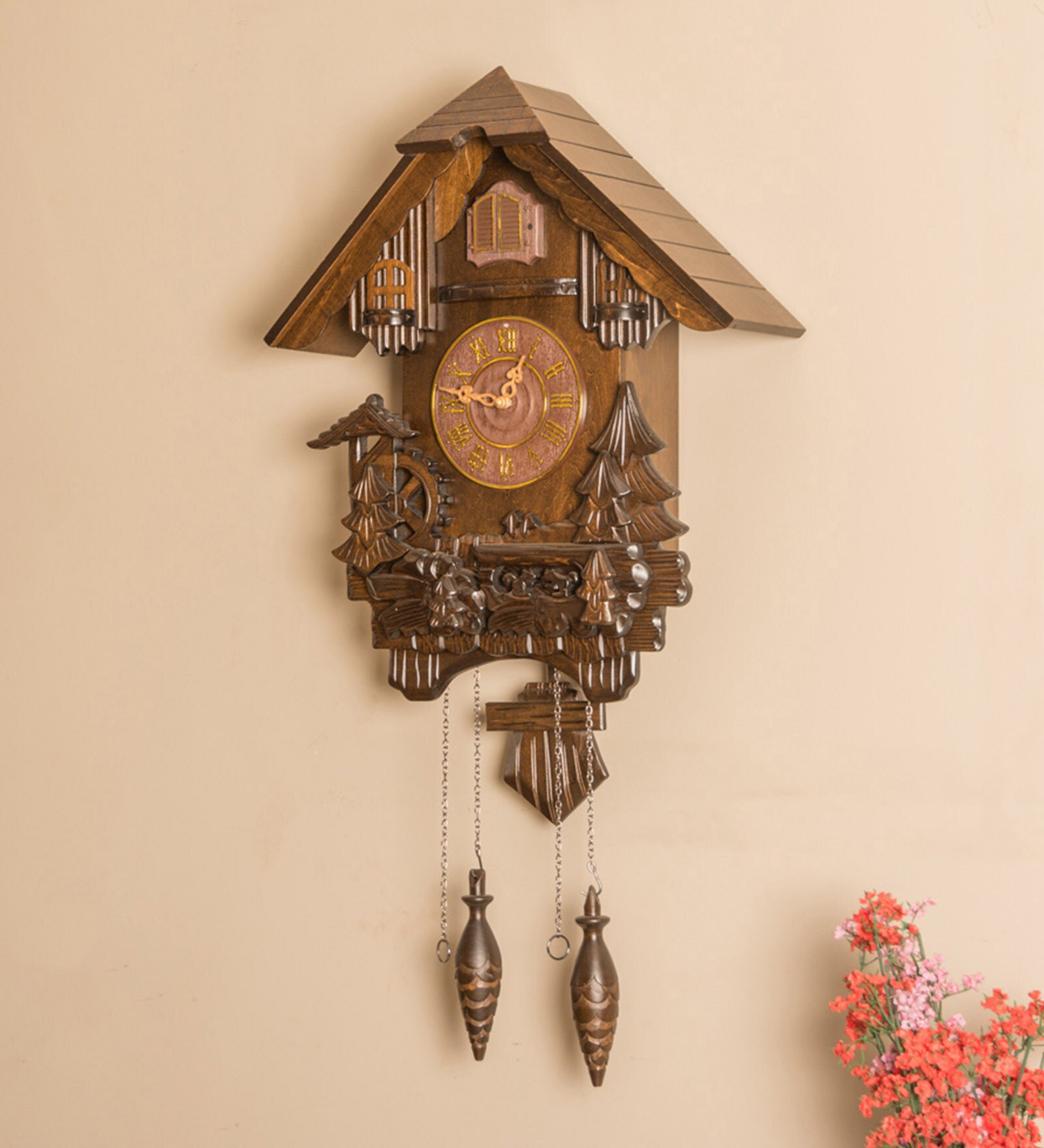 Brown Solid Wood Analog Cuckoo Clock