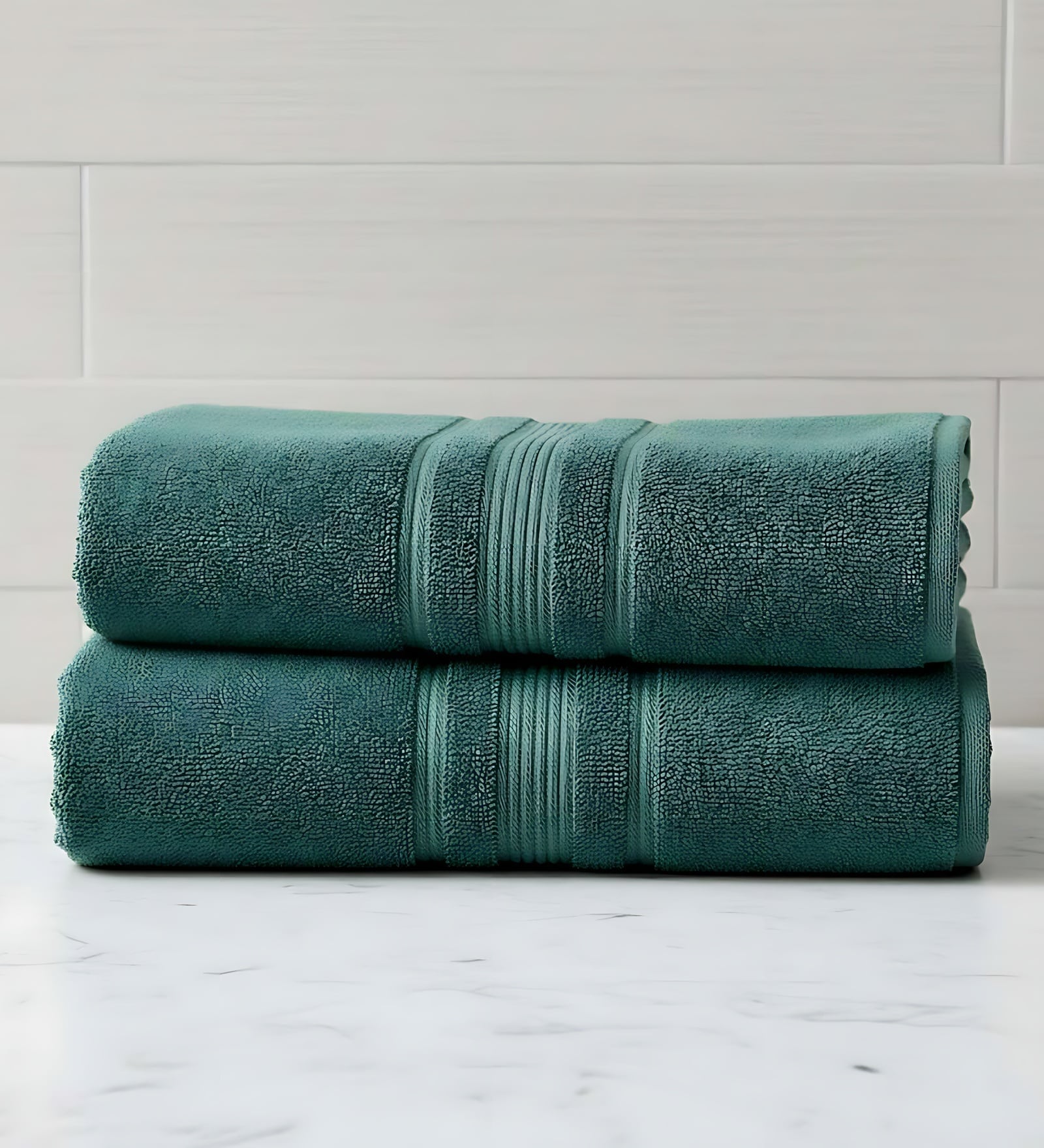 Dark Green Soft Cotton 500 GSM Solid Bath Towel Pack Of 2