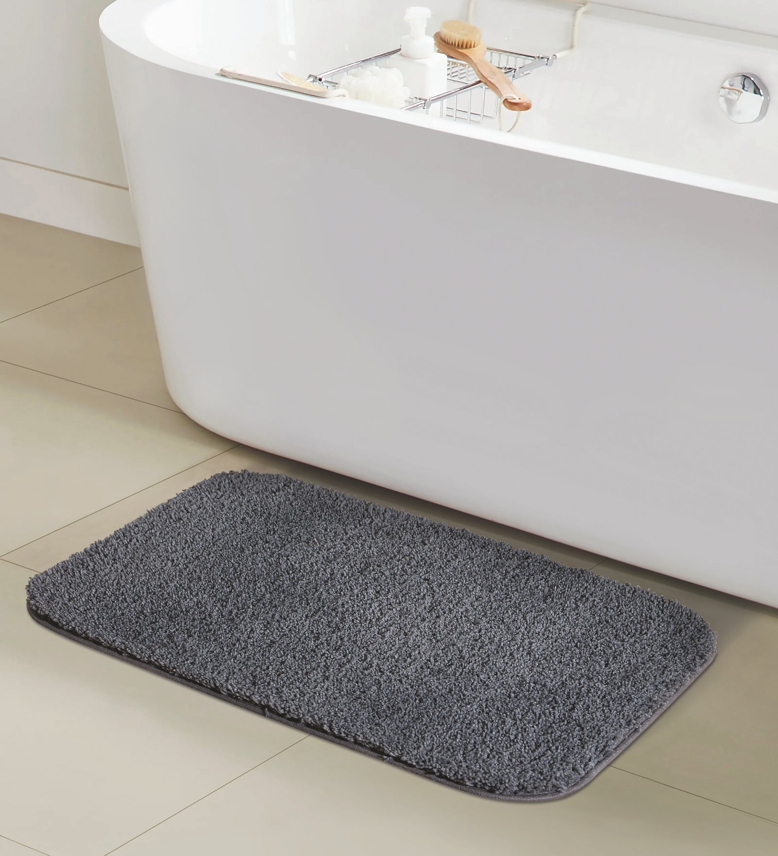 Dark Grey Absorbent and Quick-Dry Polyester Bath Mats 50x70 cm