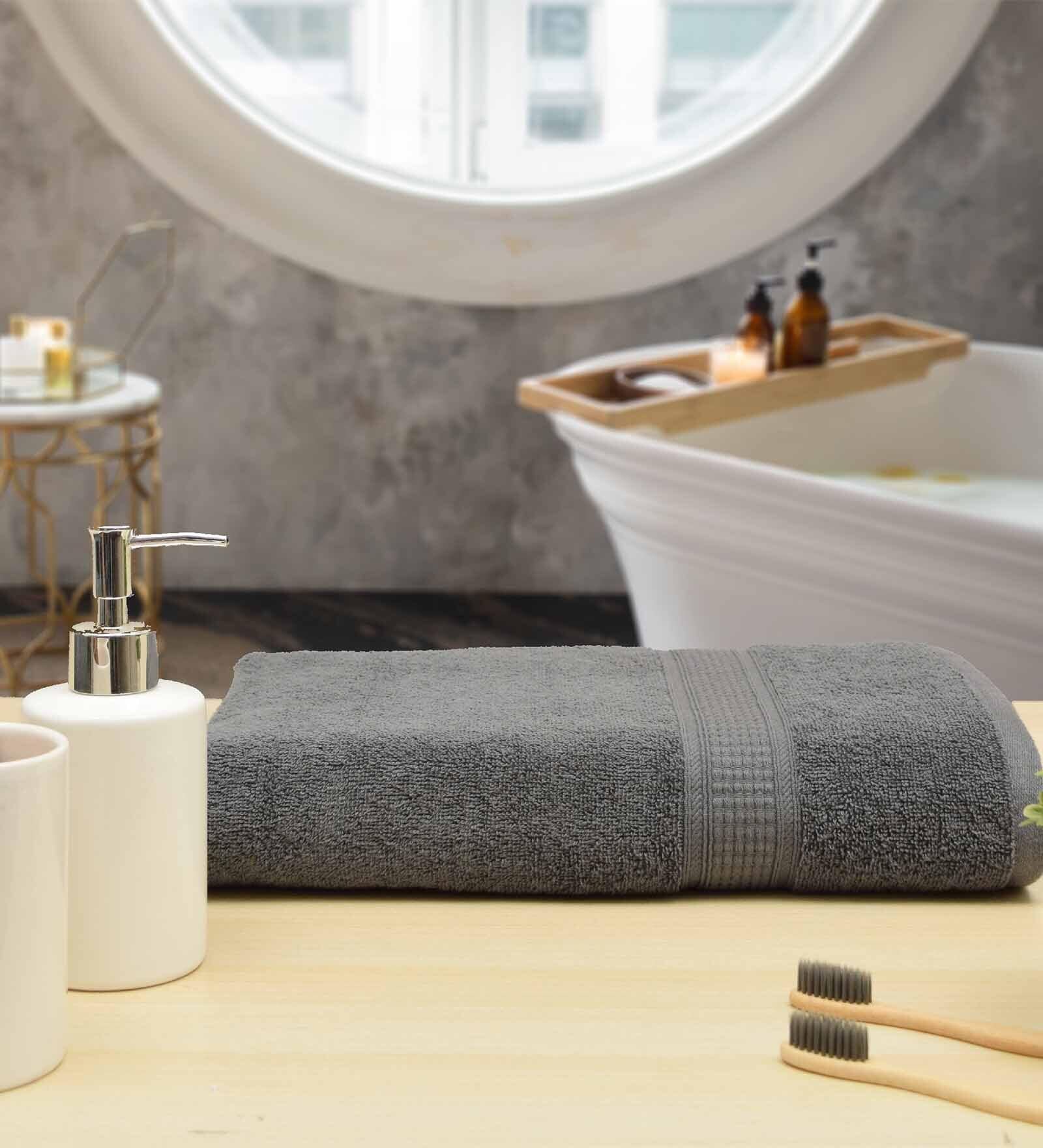 Dark Grey Solid 550 GSM Cotton Bath Towel