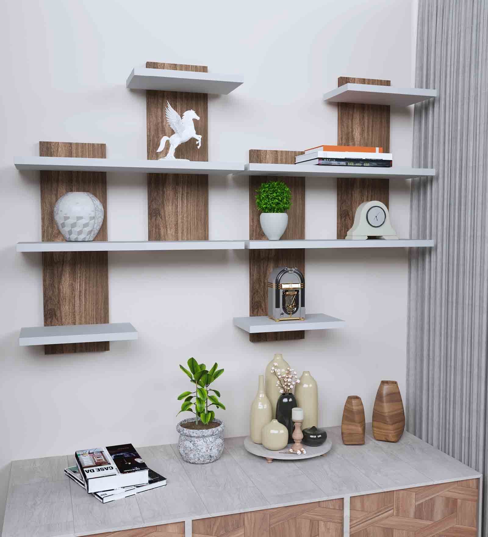 Dark Oak Engineered Wood Wall Shelf