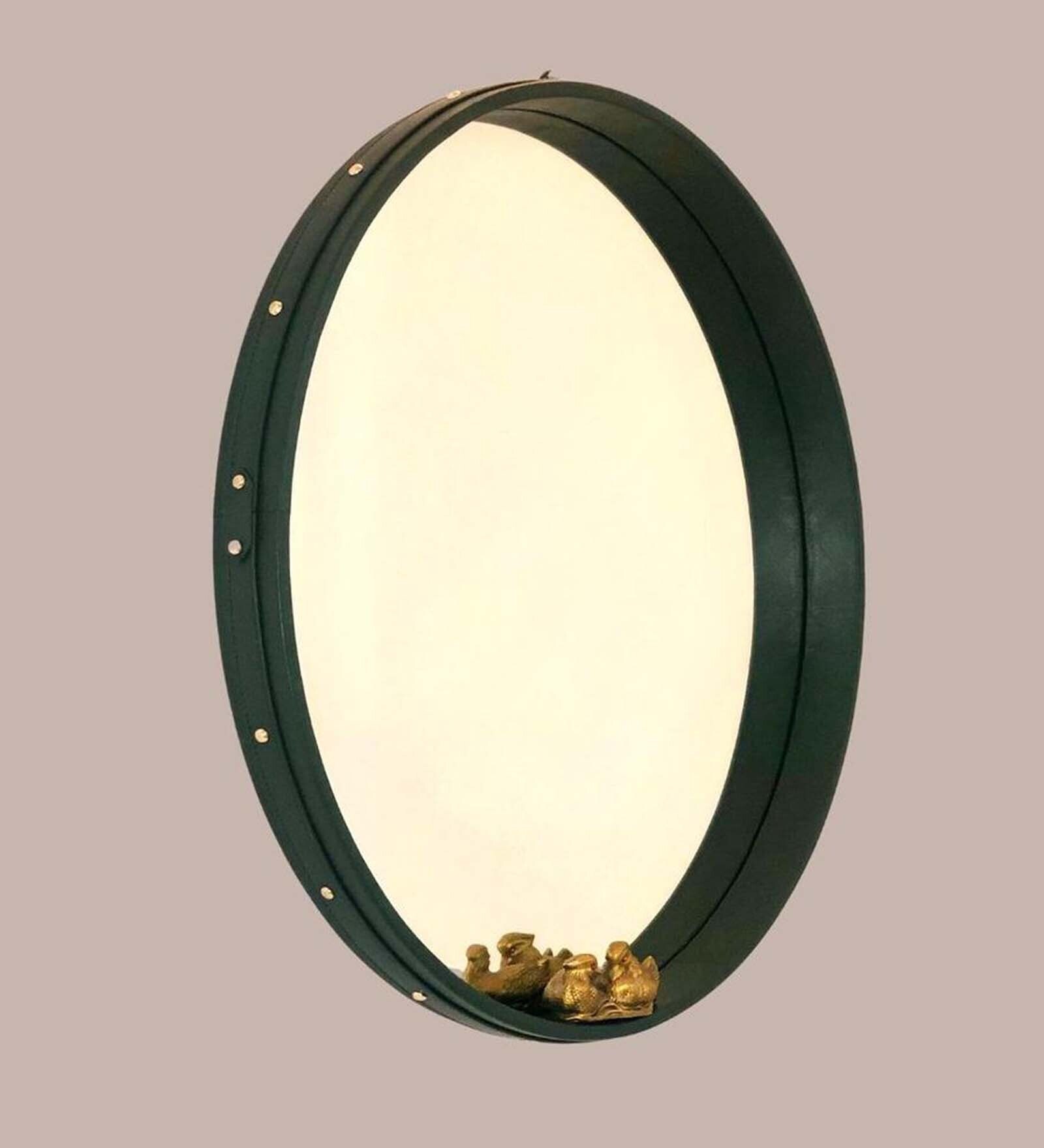 Green Leather Creations Wall Mirror
