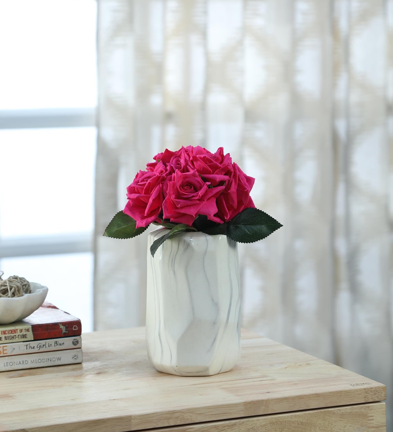 Pink Plastic Dark Rose Bunch Artificial Flowers