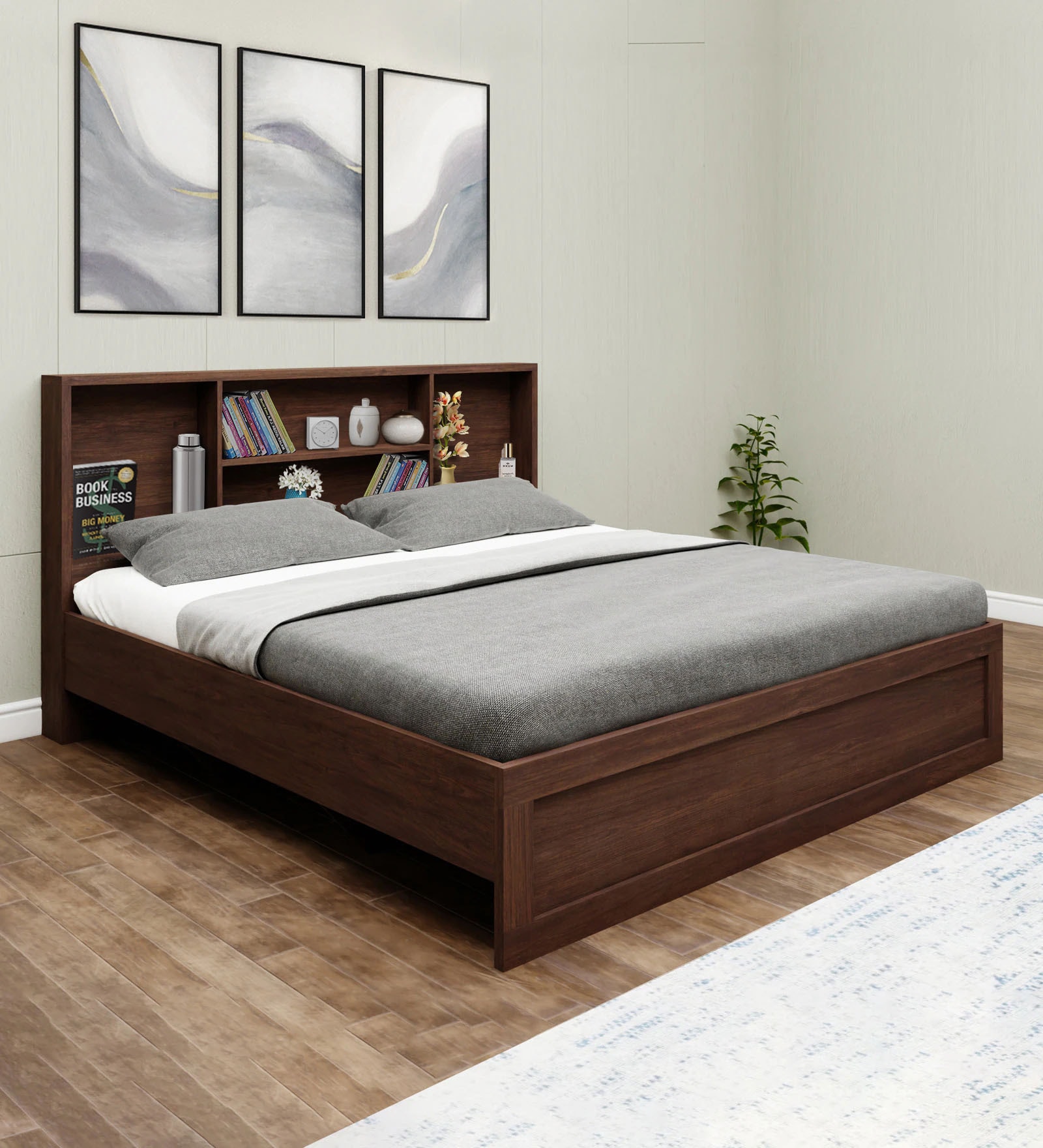 Daro King Size Bed Without Storage in Brown Colour