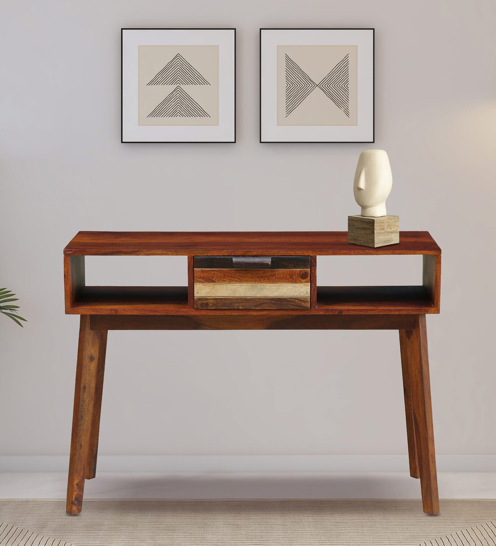 Dassel Sheesham Wood Console Table In Scratch Resistant Dual Tone Finish
