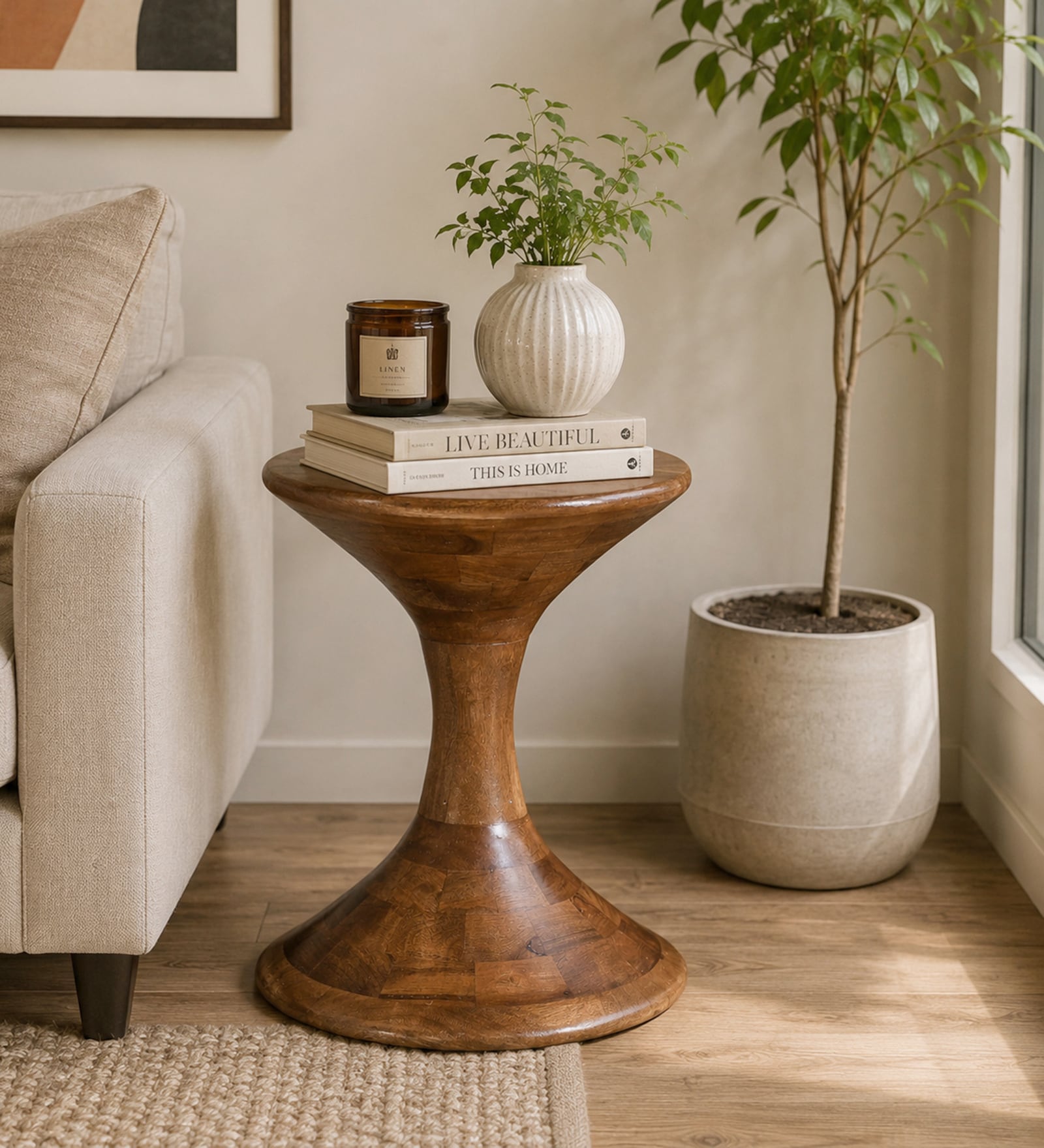 Davenport Mango Wood End Table in Tubbaq Finish Davenport Mango Wood End Table in Tubbaq Finish