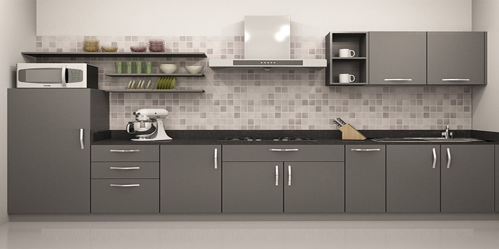Damaris Straight Modular Kitchen Designed in MDF