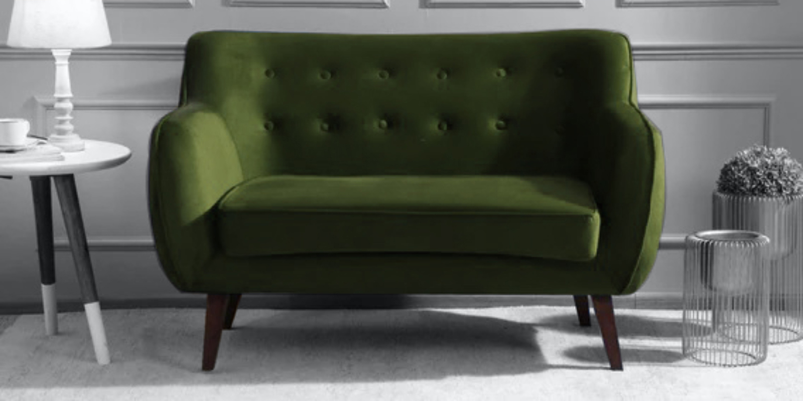 Darcy Velvet 2 Seater Sofa in Olive Green Colour Darcy Velvet 2 Seater Sofa in Olive Green Colour
