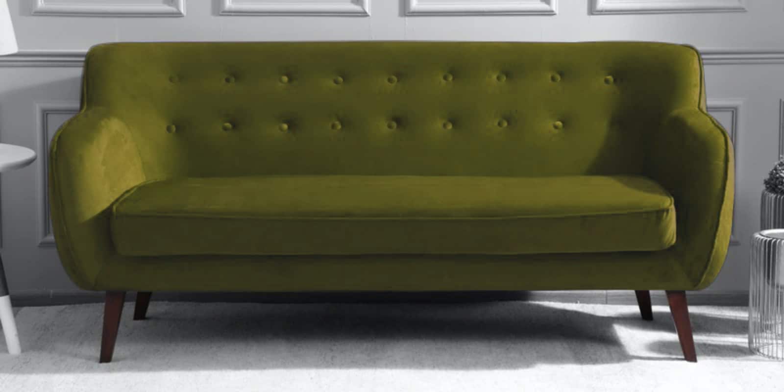 Darcy Velvet 3 Seater Sofa in Medallion Yellow Colour