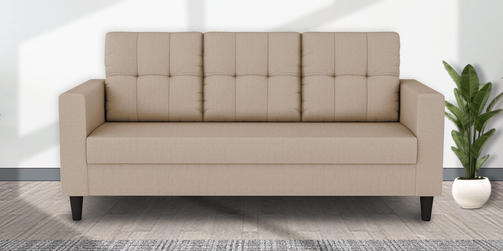 Darcy Fabric 3 Seater Sofa in Beige Colour