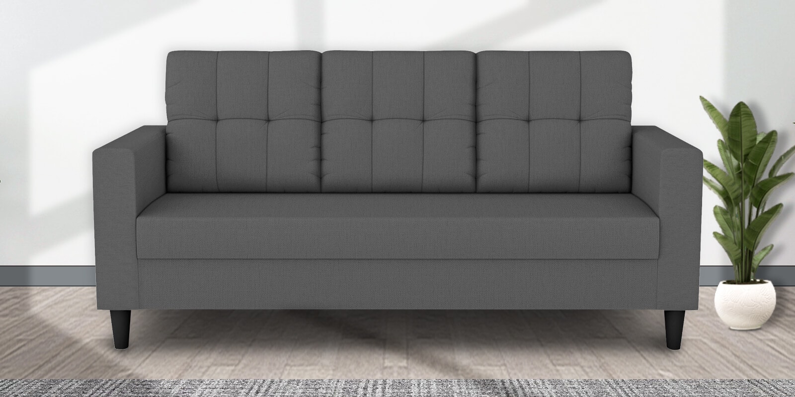 Darcy Fabric 3 Seater Sofa in Grey Colour