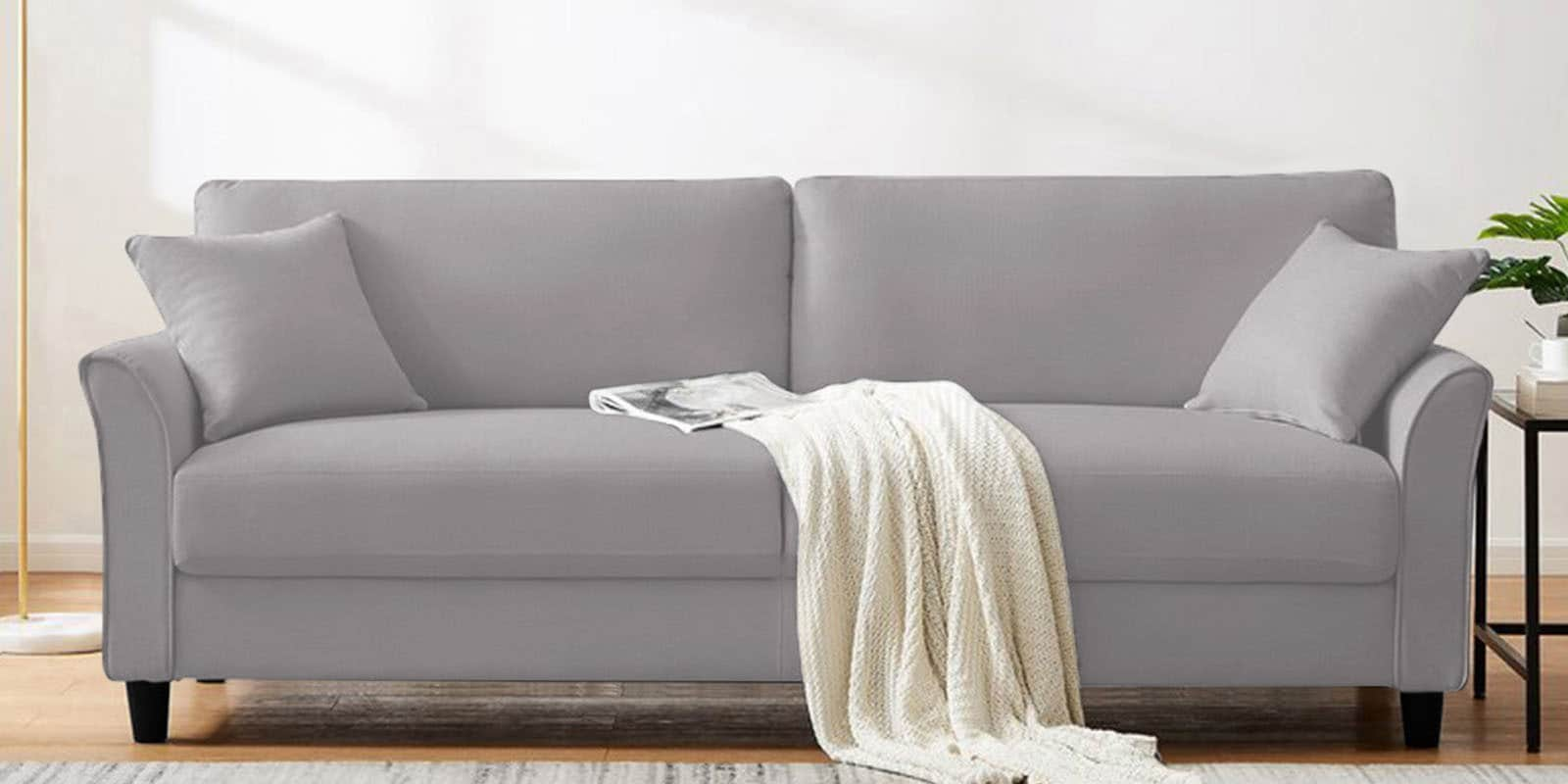 Buy Daroo Velvet 3 Seater Sofa in Concrete Grey Colour at 50% OFF by ...