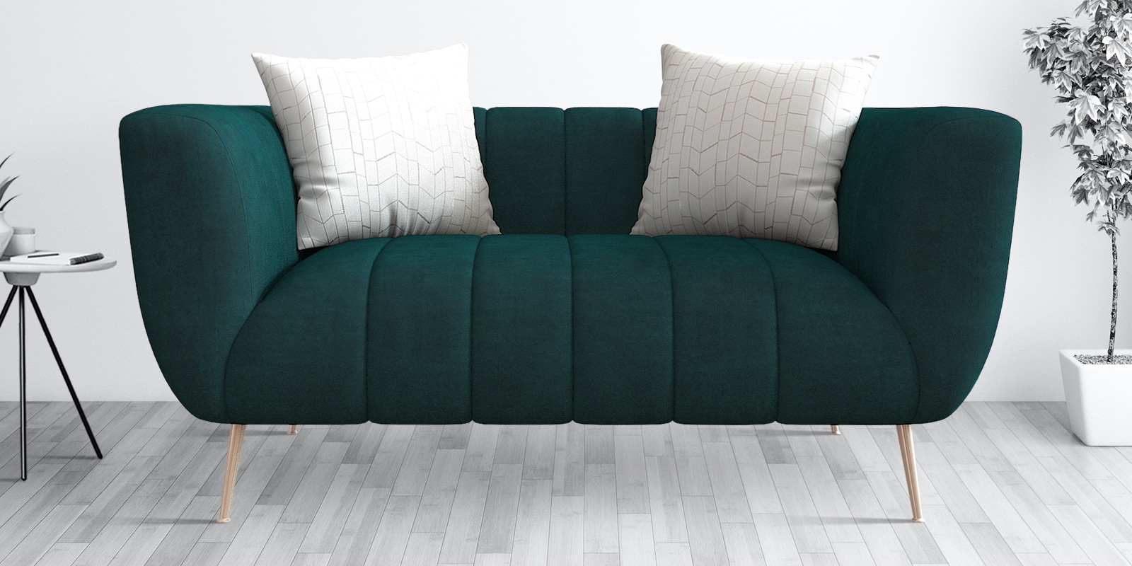 Buy Darwin Velvet 2 Seater Sofa in Bottle Green Colour at 30 OFF by