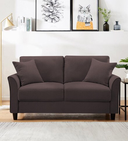 Buy Daroo Velvet 2 Seater Sofa in Mocha Brown Colour by Febonic Online ...