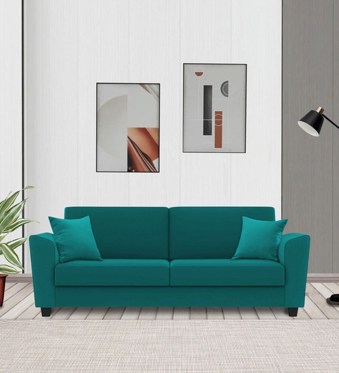 Daku Fabric 3 Seater Sofa In Sea Green Colour