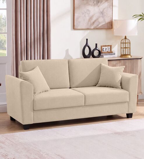 Daku Velvet Fabric 2 Seater Sofa In Blue Colour