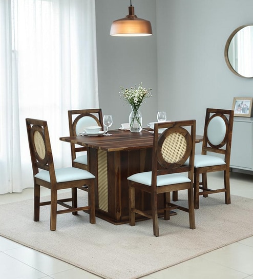 Dalla Sheesham wood 4 Seater Dining Set in Provincial Teak Finish