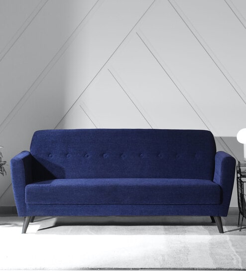 Trofa Fabric 3 Seater Sofa In Blue Colour