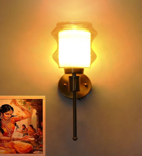 Damru Glass Designer Wall Lamp Amber Glass