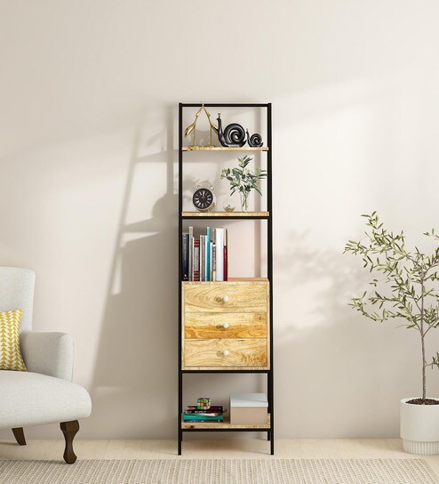 Daniels Solid Wood Bookshelf In Natural Finish
