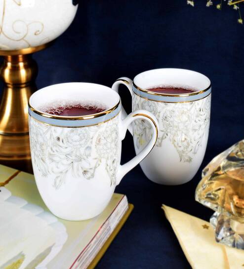 Dankotuwa Grey Iris Coupe Coffee Mug Set of 2