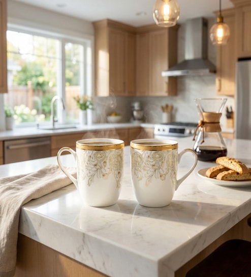 Dankotuwa Mustard Iris Coupe Coffee Mug Set of 2