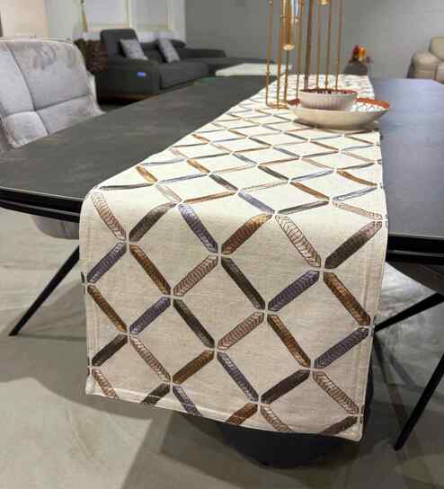 Dantella Beige 100% Cotton 15x72 Inches Table Runner