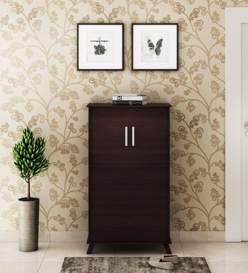 Danuja 2 Door Tall Shoe Cabinet In Wenge Finish By Mintwud