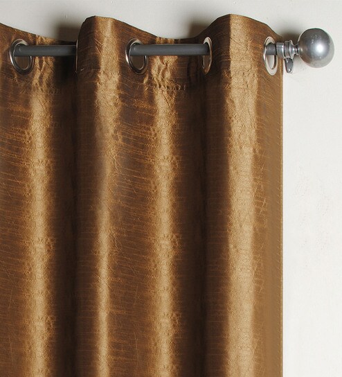Buy Dark Beige Polyester 42 X 96 Inch Door Curtain Set Of 2 By