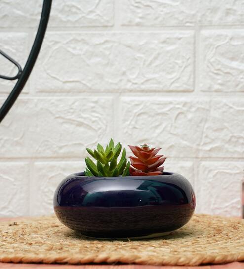 Dark Blue Ceramic Desk Pot By Gold Dust