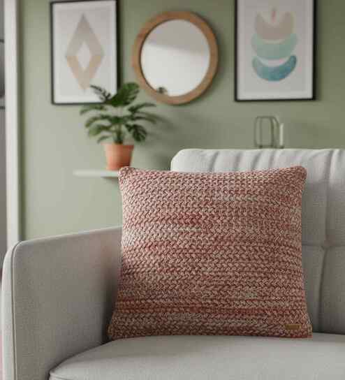 Dark Coffee 100% Cotton Anna16X16 Inches Knitted Cushion Cover
